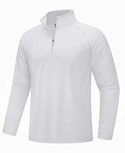 T-shirt à manches longues de haute qualité pour hommes avec demi-fermeture éclair Sweatshirts avec logo personnalisé imprimé grande taille Vêtements de sport en gros - Product Image 2