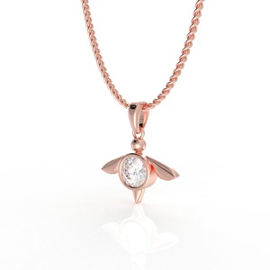 Rose Gold Tone Pendant Necklace Round Stone Charm <b>Chain</b> Jewelry for Women Gift Party Wear - Product Image 2