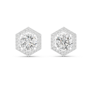Pendientes de Oro Blanco de 14K con Diamantes Redondos Cultivados en Laboratorio |   Regalo de Aniversario para Ella |   Diamante Cultivado Nuevo - Product Image 1