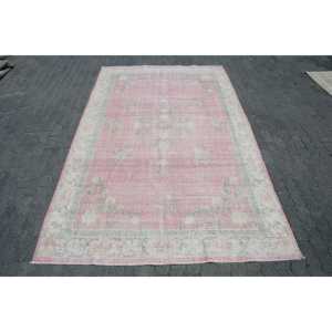 พรมตุรกี ขนาดใหญ่พิเศษ 6.6x10.7 ฟุต พรมขนสัตว์สีชมพูขาว - Product Image 1