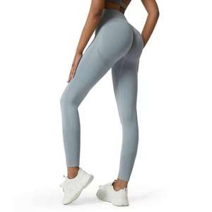 Mujeres Gym Fitness Seamless Transpirable Activewear Legging Patrón sólido Pantalones de entrenamiento - Product Image 1