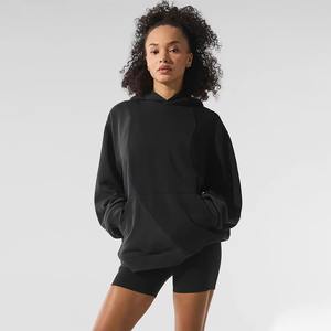 Sweat à capuche long surdimensionné pour femme, tissu en velours doux de qualité supérieure, coupe ample décontractée, logo sur le devant, vêtements d'hiver, 100% coton - Product Image 1