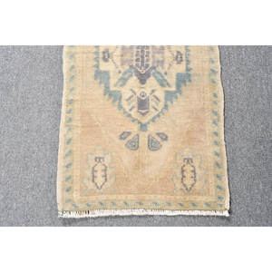 Alfombra Turca Vintage de Gran Tamaño, 140 x 320 pies, Diseño Abstracto en Tonos Beige y Azul, Hecha a Mano con Lana y Látex Ecológico, Pelo Mediano - Product Image 3