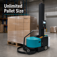 Machine d'emballage de palettes robotisée industrielle JINWEI, commande à distance automatique, film étirable rotatif, pré-étirement à 250 % pour PLC