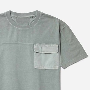 Camiseta de algodón orgánico en blanco de manga corta unisex al por mayor, camiseta pesada para hombre con bolsillo - Product Image 3