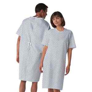 Robe d'hôpital confortable, durable et réutilisable, vêtements pour patients unisexes, mélange de coton et de polyester, fermeture complète au dos, uniforme médical - Product Image 5