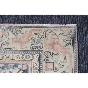 พรมวินเทจขนาด 4.3x7 ฟุต, พรมสไตล์ตุรกี, พรมลายดอกไม้สีเบจฟ้า - Product Image 5