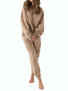 Sweats à capuche imprimés et brodés pour femmes sweat-shirt surdimensionné logo personnalisable en usine épaule tombante 2 pièces - Product Image 3