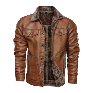 2025 personnalisé de haute qualité hommes véritable peau de mouton et peau de vache vestes en cuir de motards veste d'hiver en cuir pur - Product Image 4
