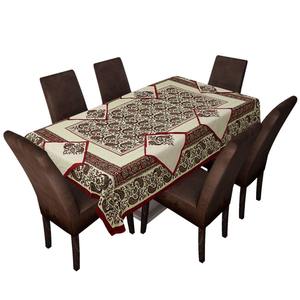 240 TC Maroon Pure Hand Block Printed Cotton Table Cover con 6 servilletas (SHKF1002) - Product Image 3
