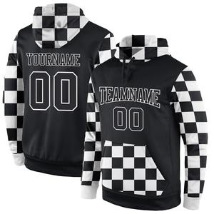 Directo industria venta al por mayor 3D bordado personalizado cosido negro-blanco deportes pulóver Sudadera con capucha - Product Image 1