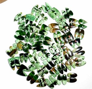 Pierre précieuse calcédoine chromée naturelle verte pour paire pour boucle d'oreille faisant des pierres précieuses en vrac pierre naturelle - Product Image 1