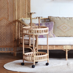 Best Price Wholesale Handwoven Rattan Bar Cart - Elegant Drink Serving <b>Trolley</b> for <b>Hotels</b> & Restaurants - Product Image 2