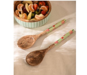 Ensemble de cuillères à salade en bois de manguier Ensemble de 2 couverts à salade en bois Ensemble de 2 couverts à salade en bois KETCHENWAR UNIQUE FAIT À LA MAIN - Product Image 4