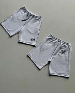 Pantalones cortos de algodón de peso pesado para hombre, ropa de calle con estampado gráfico Vintage de gran tamaño, tejido de talla grande Formal de talla grande Vintage de gran tamaño - Product Image 5