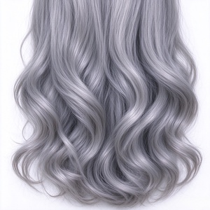 Perruque synthétique longue grise ondulée pour cosplay, résistante à la chaleur, fabriquée à la machine pour Halloween, fêtes et scène - Product Image 4
