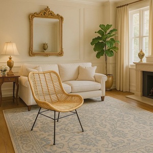 Fauteuil d'appoint en rotin Colorado, style moderne, en osier, bohème, brun naturel, métal noir - Product Image 2