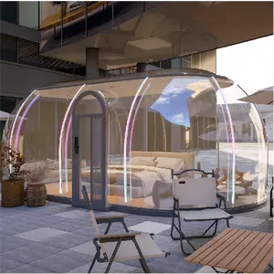 4x7M Lucidomes 럭셔리 야외 호텔 글램핑 큰 돔 욕실 모듈 형 방수 투명 PC 측지학 텐트