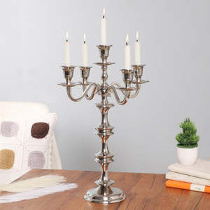 5-Arm Brass Plating Gold Aluminum <b>Candle</b> Stand for Home Decorative Christmas Easter <b>Wedding</b> Birthday Tabletop <b>Candle</b> Holder - Product Image 6