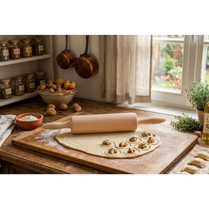 Rouleau à pâtisserie en bois de hêtre 40 cm, finition sablée, antiadhésif, pour pain et pierogi, vente en gros, logo personnalisé - Product Image 2
