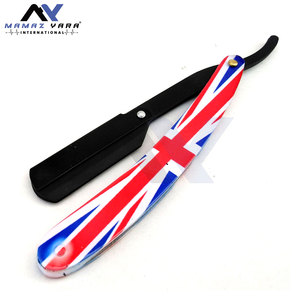Navajas de barbero con mango con estampado de bandera, negras, de acero inoxidable, con bloqueo giratorio, personalizadas con bandera, tipo Cut Throat, patrióticas - Product Image 2