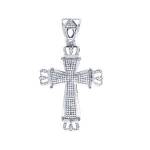 Pendentif Croix Glacée Hip Hop Rapper en Diamant de Laboratoire VVS sur Mesure, Coupe Brillante, Plaqué Or 14K, Certifié Unisexe - Product Image 1