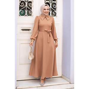 Robe Hijab à Col Chemise Vison - Product Image 1