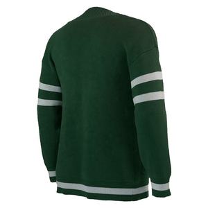 Logos universitarios personalizados en cárdigan verde de punto para estudiantes con cuello en V suéter de uniforme de manga larga para invierno - Product Image 6