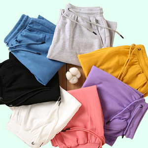 Pantalones cortos de verano ligeros transpirables informales versátiles para hombre cómodos cintura elástica 100% algodón patrón sólido venta en línea - Product Image 2