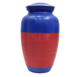 Urnas de cremación de aluminio para adultos con banda de grabado de Peltre y esmalte de color rojo acabado para cenizas humanas. - Product Image 4