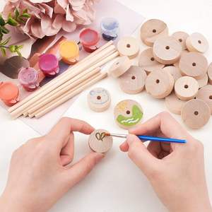 64 ruedas artesanales de madera de 1,1 y 1,4 pulgadas con palos de madera ruedas artesanales con 0,2 agujeros para bricolaje - Product Image 3