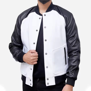 Manteau universitaire Letterman de baseball avec logo brodé personnalisé blouson bombardier en cuir pour hommes veste d'hiver - Product Image 6