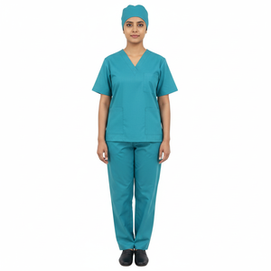 Conjuntos de Uniformes Médicos para Enfermeras, Manga Corta, Azul, Spandex/Poliéster, Tejido de Punto, Unisex, con Detección de Agujas, Tallas Personalizables, Logotipo - Product Image 2