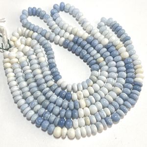 Blue Opal Plain Rondelle Shape Beads, 7-8.5MM Natural Gemstone Smooth Rondelle Beads, Wholesale Beading Supplies - Product Image 1