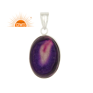 Hot Selling <b>Sterling</b> <b>Silver</b> Natural Purple Druzy Gemstone Gemstone Pendant Custom Jewelry <b>For</b> <b>Women</b> Gift <b>For</b> Her - Product Image 1