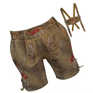 กางเกงหนังสไตล์บาวาเรียนสำหรับผู้หญิง ตกแต่งด้วยกระดุมปักลาย เอวกลาง ฤดูใบไม้ผลิ แห้งเร็ว ระบายอากาศได้ดี ความยาวระดับเข่า - Product Image 2