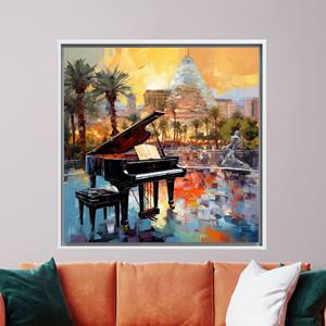 ภาพพิมพ์บนผ้าใบศิลปะสมัยใหม่ - ของตกแต่งผนังรูปนักดนตรีหลากสี - ศิลปะวันหยุด กรอบสีขาว - Product Image 1