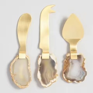 Ensemble de couteaux à fromage en pierre d'agate polie miroir, 3 pièces, pour hôtel et maison - Product Image 3