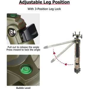 Trakiom Camo <b>Tripod</b> Stand 60 Inches Aluminum Lightweight With Clamp Head Bubble Level For Hunting Shooting - Product Image 5