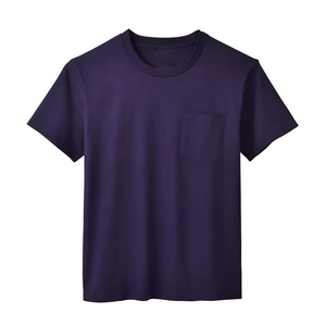 T-shirt bleu uni pour homme, manches courtes, décontracté, en coton, pour l'été, vente en gros personnalisée, fabricant OEM, fournisseur de qualité export mondial - Product Image 2