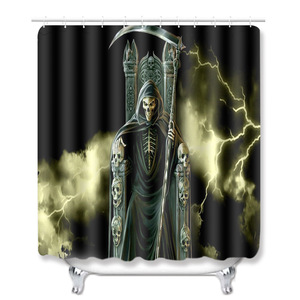 Ensemble de tapis de salle de bain personnalisés à motif de crâne, antidérapant, avec rideau de douche et tapis de bain - Product Image 6
