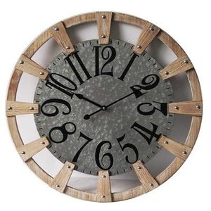 Cara de madera de forma circular con acentos metálicos Reloj de pared Decoración de hogar de lujo Último diseño Movimiento de cuarzo Diseño moderno - Product Image 4