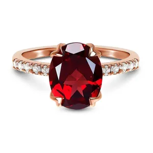 Natural Garnet Solitaire <b>Ring</b> <b>925</b> Sterling <b>Silver</b> Handmade Gemstone <b>Ring</b> Wholesale Jewelry Supplier - Product Image 1