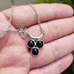 Handmade 925 Solid Sterling Silver Pendant <b>Locket</b> Chain Necklace with Black Onyx Boho Style Moon Shape Women's Gift - Product Image 3