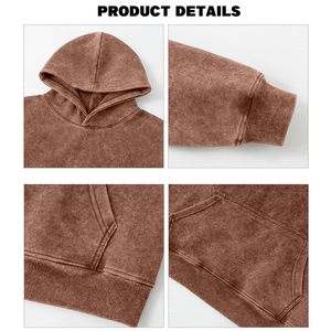 Fabricant personnalisé de sweats à capuche en coton mélangé épais pour homme, sweat-shirt de base lavé à l'acide, pull-over pour hommes en détresse - Product Image 3