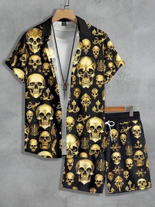 Conjunto de Camiseta y Pantalones Cortos Casuales de Primavera para Hombre, Personalizable, Transpirable, de Primera Calidad, en Poliéster/Algodón, con Estampado Elegante - Product Image 5