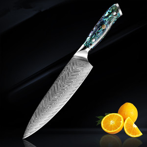 Venta al por mayor personalizado de alta calidad OEM ODM servicio profesional japonés Damasco acero cocina Chef cuchillo fijo hoja afilada - Product Image 1