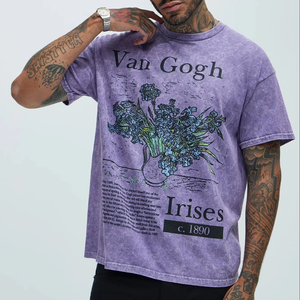 T-shirt de haute qualité en coton Vintage pour hommes DTG Print Acid Washed Sun Faded Design respirant été baggy t-shirt pour hommes - Product Image 1