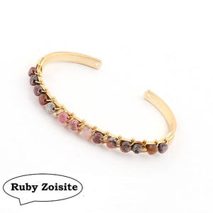 Pulsera de cuentas de piedras preciosas de ónix negro ajustable hecha a mano pulseras de brazalete de cuentas finas patadas de oro - Product Image 2