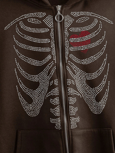 Service OEM respirant qualité supérieure dernière conception hommes strass sweats à capuche nouveauté fermeture éclair hommes strass sweats à capuche - Product Image 4